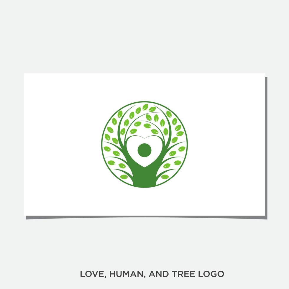 logotipo de amor, humano e árvore vetor