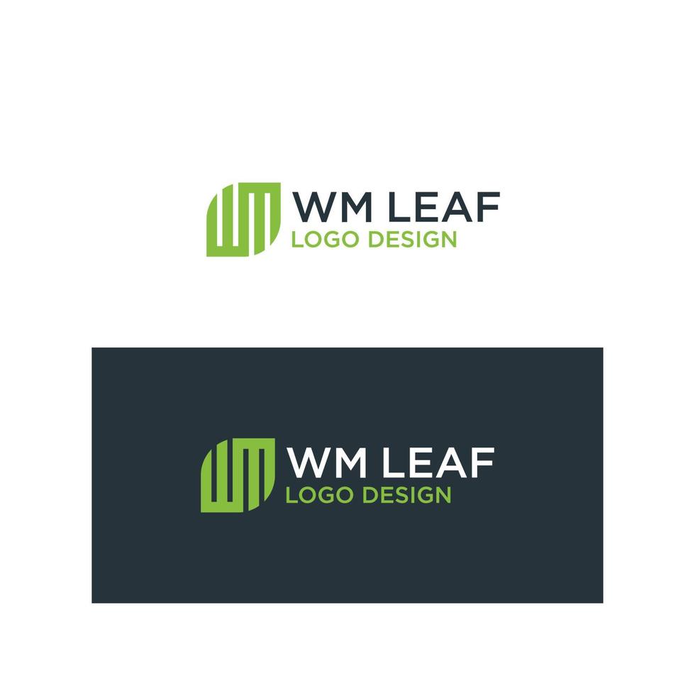 vetor de design de logotipo de folha wm