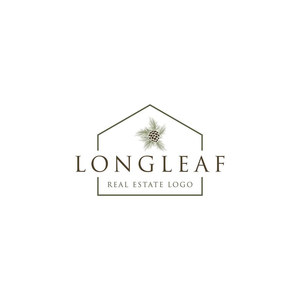 longleaf um design de logotipo de casa vetor