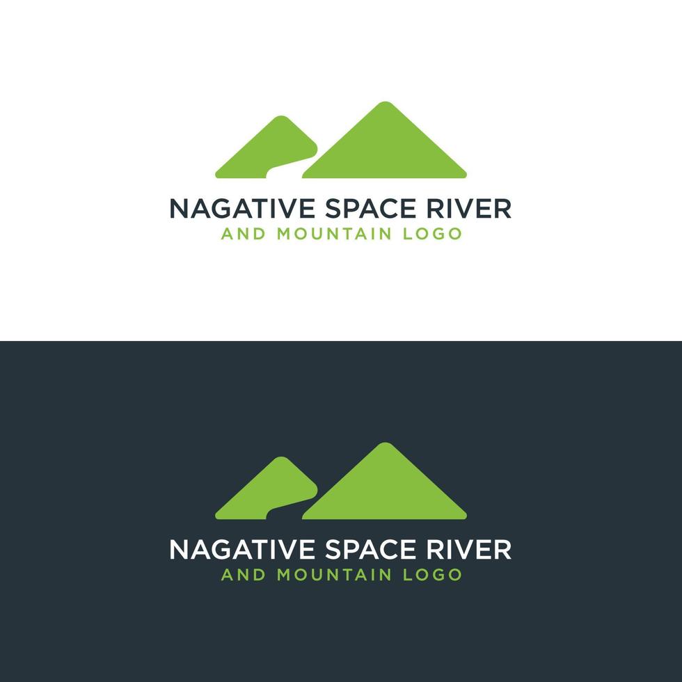 logotipo do espaço negativo do rio e da montanha vetor