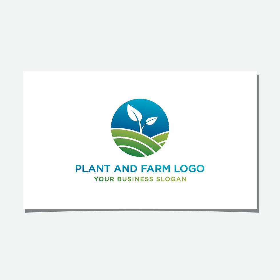 vetor de design de logotipo de planta e fazenda