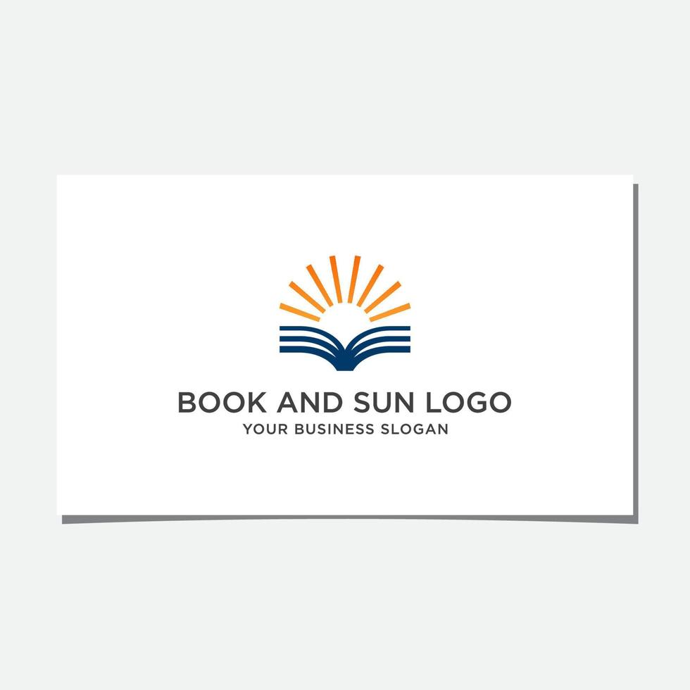 design de logotipo de livro e sol vetor