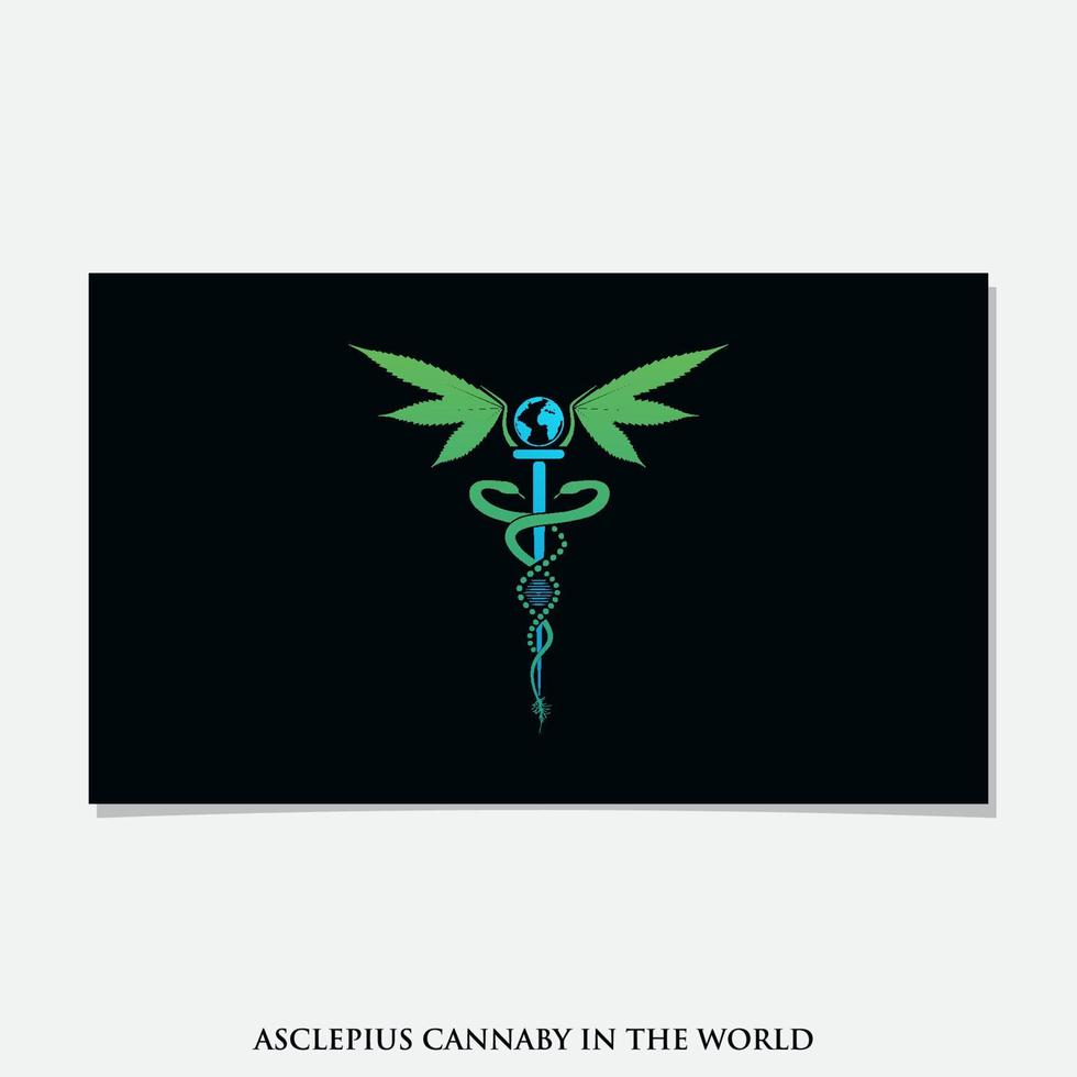 asclepius cannaby no logotipo do mundo vetor