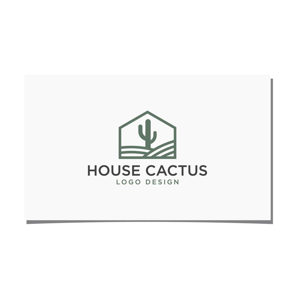 design de logotipo de casa e cacto vetor
