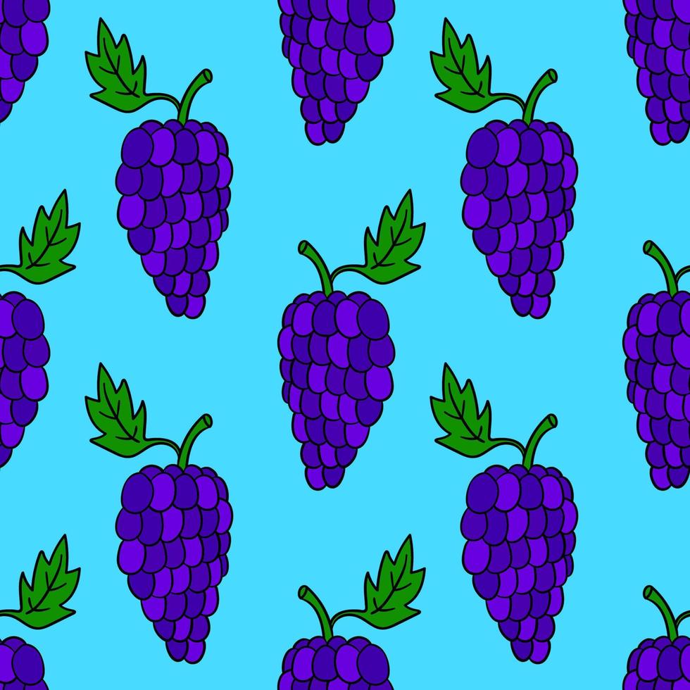 padrão sem emenda com uvas lineares doodle dos desenhos animados. fundo de frutas. vetor