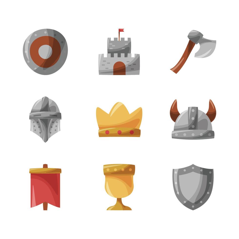 coleção de ícones do reino medieval vetor