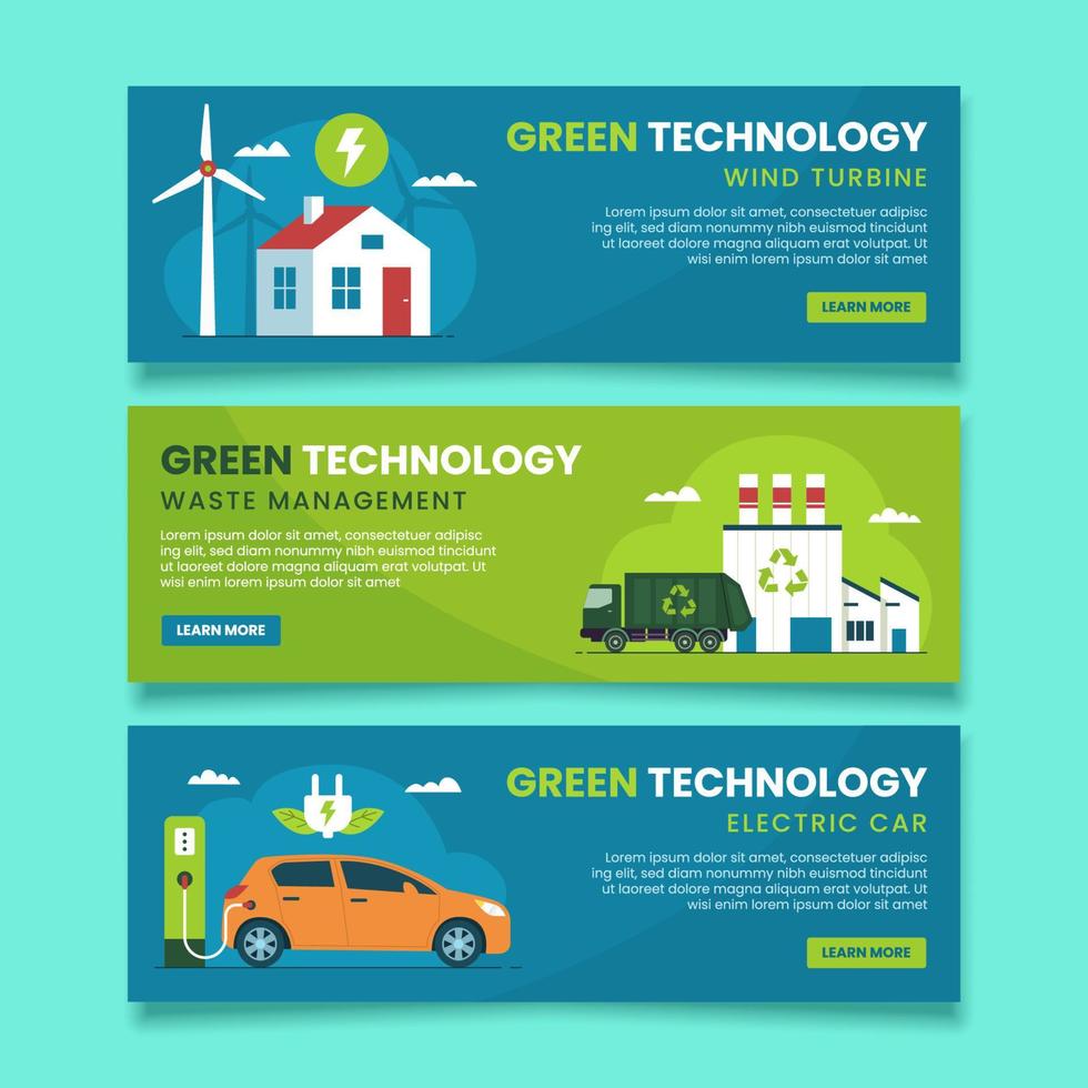conjunto de bandeira de tecnologia verde vetor
