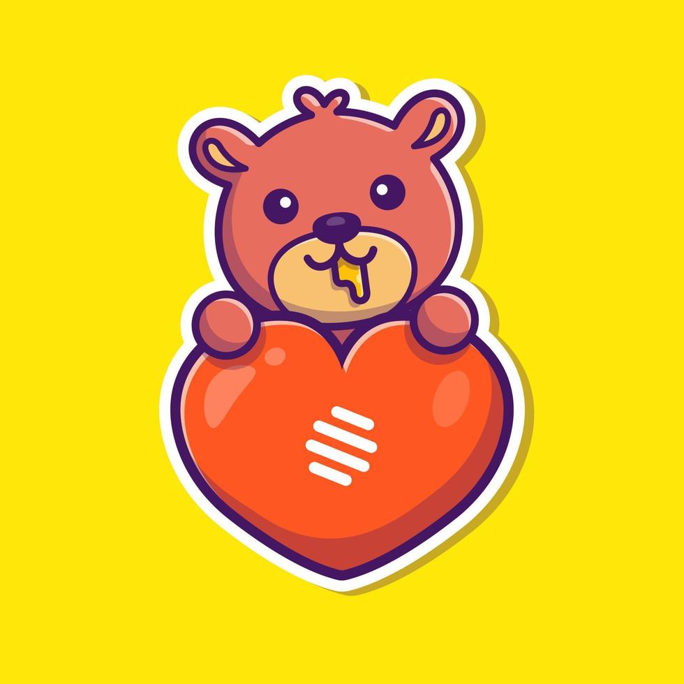 ilustração de ícone de vetor dos desenhos animados de urso de mel. conceito de ícone de amor animal isolado vetor premium. estilo de desenho animado plano