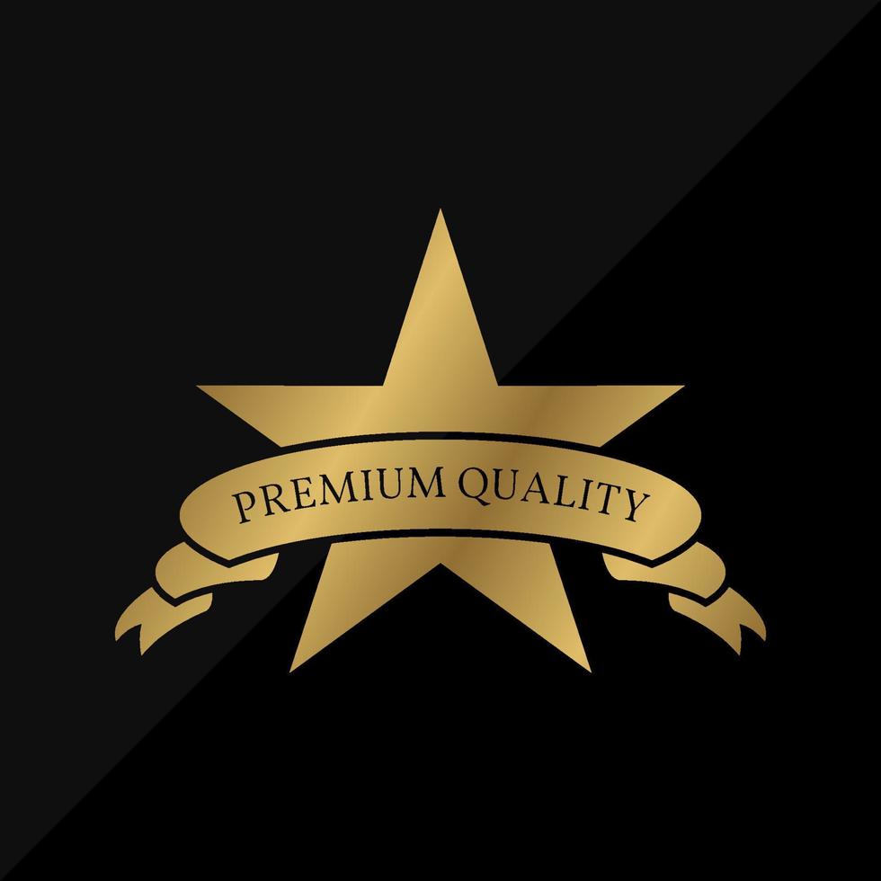 design de rótulo de vetor de estrela e fita de qualidade premium