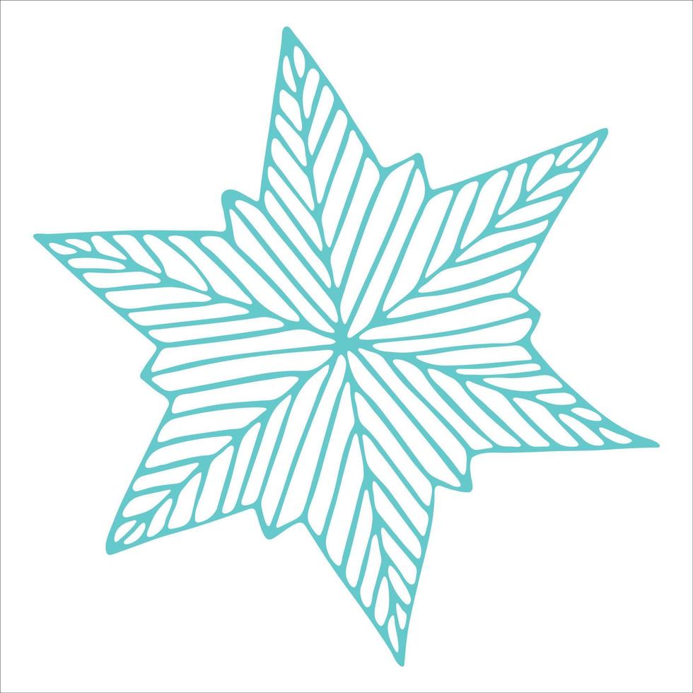 clipart de floco de neve desenhado à mão bonito. ilustração vetorial doodle isolada no fundo branco. design moderno de natal e ano novo. para impressão, web, design, decoração, logotipo. vetor