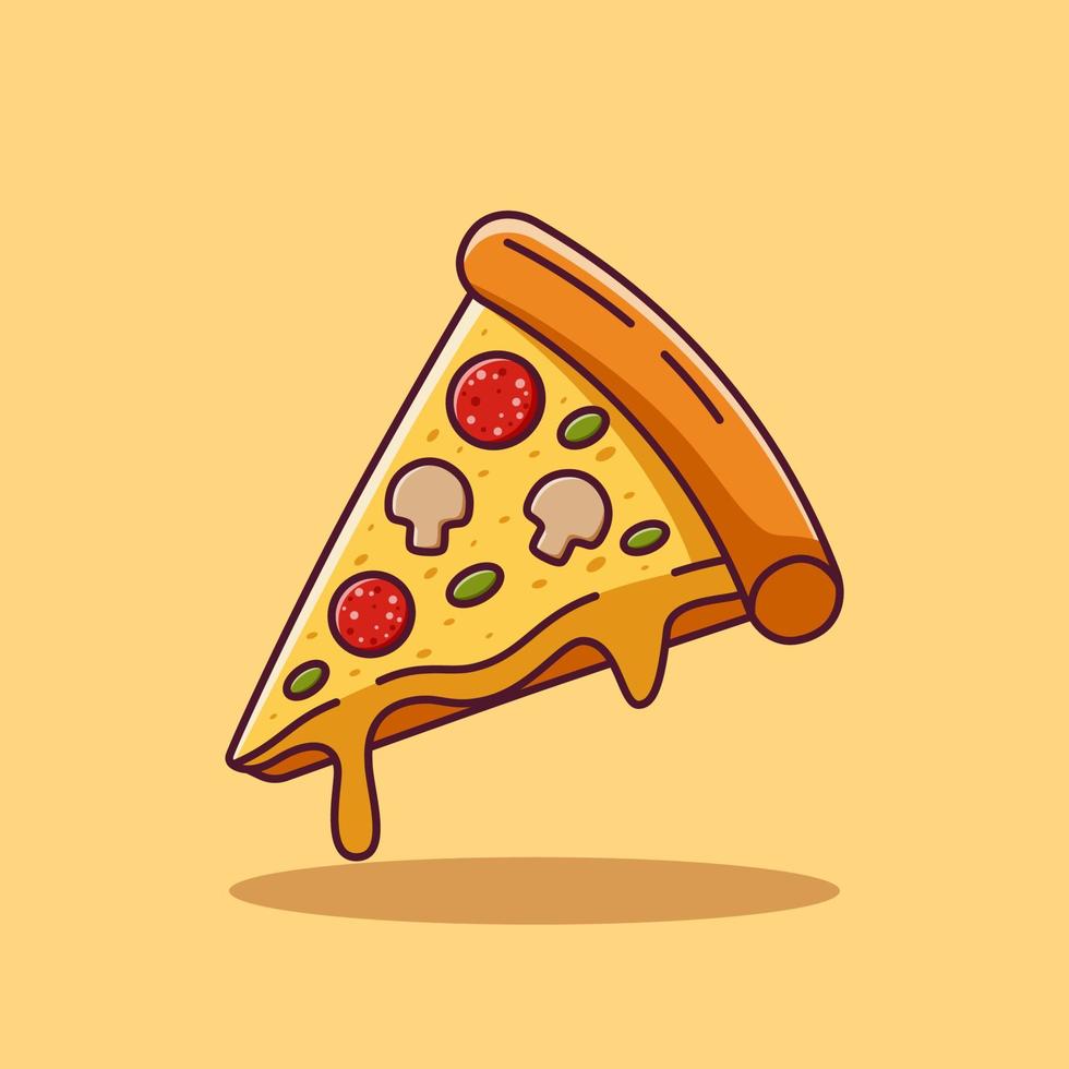 fatia de desenho de pizza, ilustração de desenho vetorial, clipart de desenho animado vetor