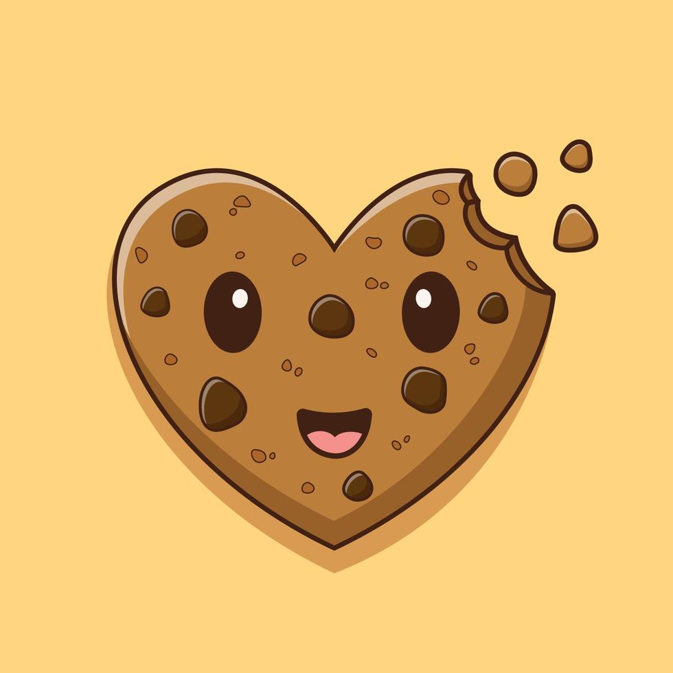 biscoito de desenho animado com forma de coração, ilustração vetorial de desenho animado, clipart de desenho animado vetor