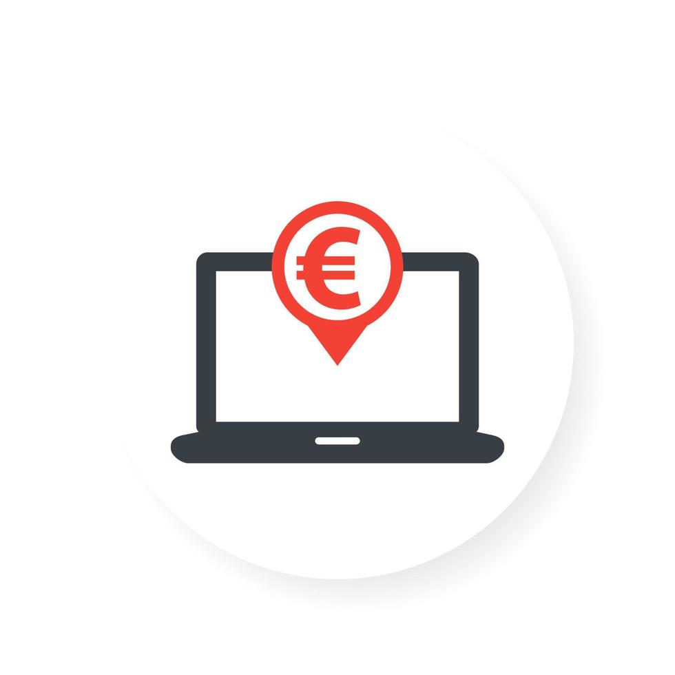 internet banking, pagamentos no ícone do euro para web vetor