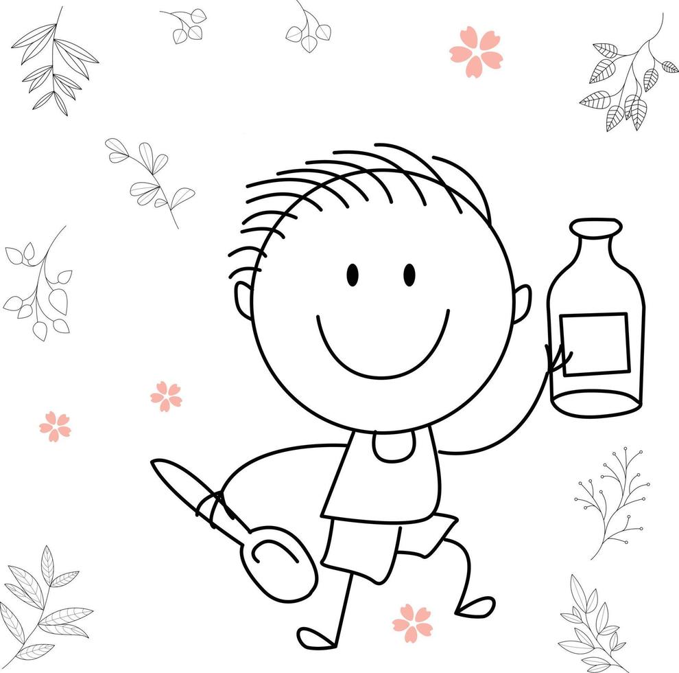 ilustração de atividade de desenho animado de uma criança sorridente para livro de colorir infantil e livro infantil. imagem vetorial eps. vetor