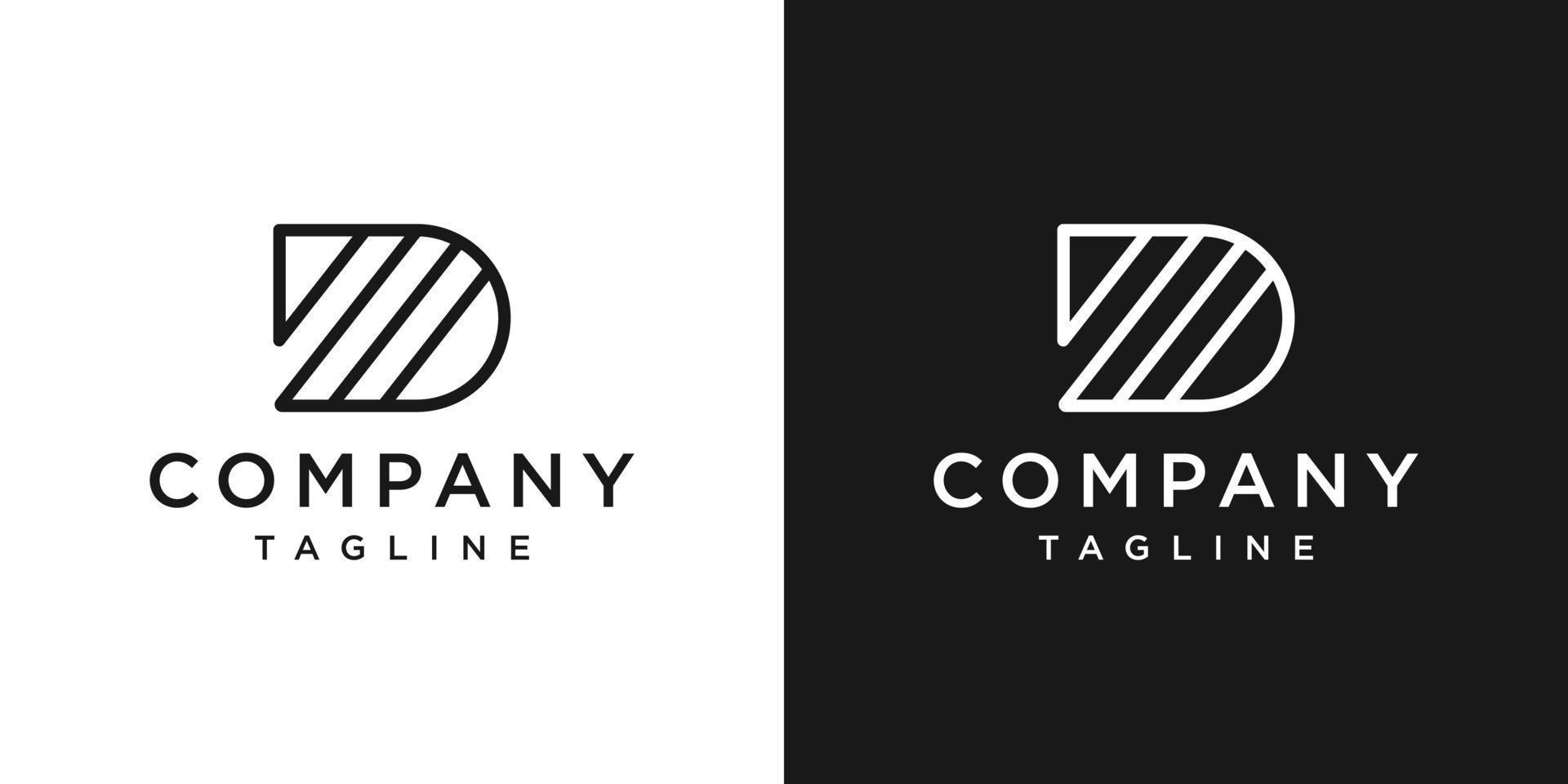 modelo de ícone de design de logotipo de monograma criativo letra d fundo branco e preto vetor