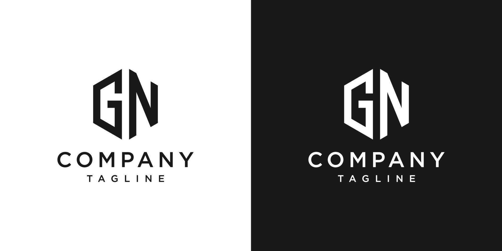 modelo de ícone de design de logotipo de monograma carta criativa gn fundo branco e preto vetor