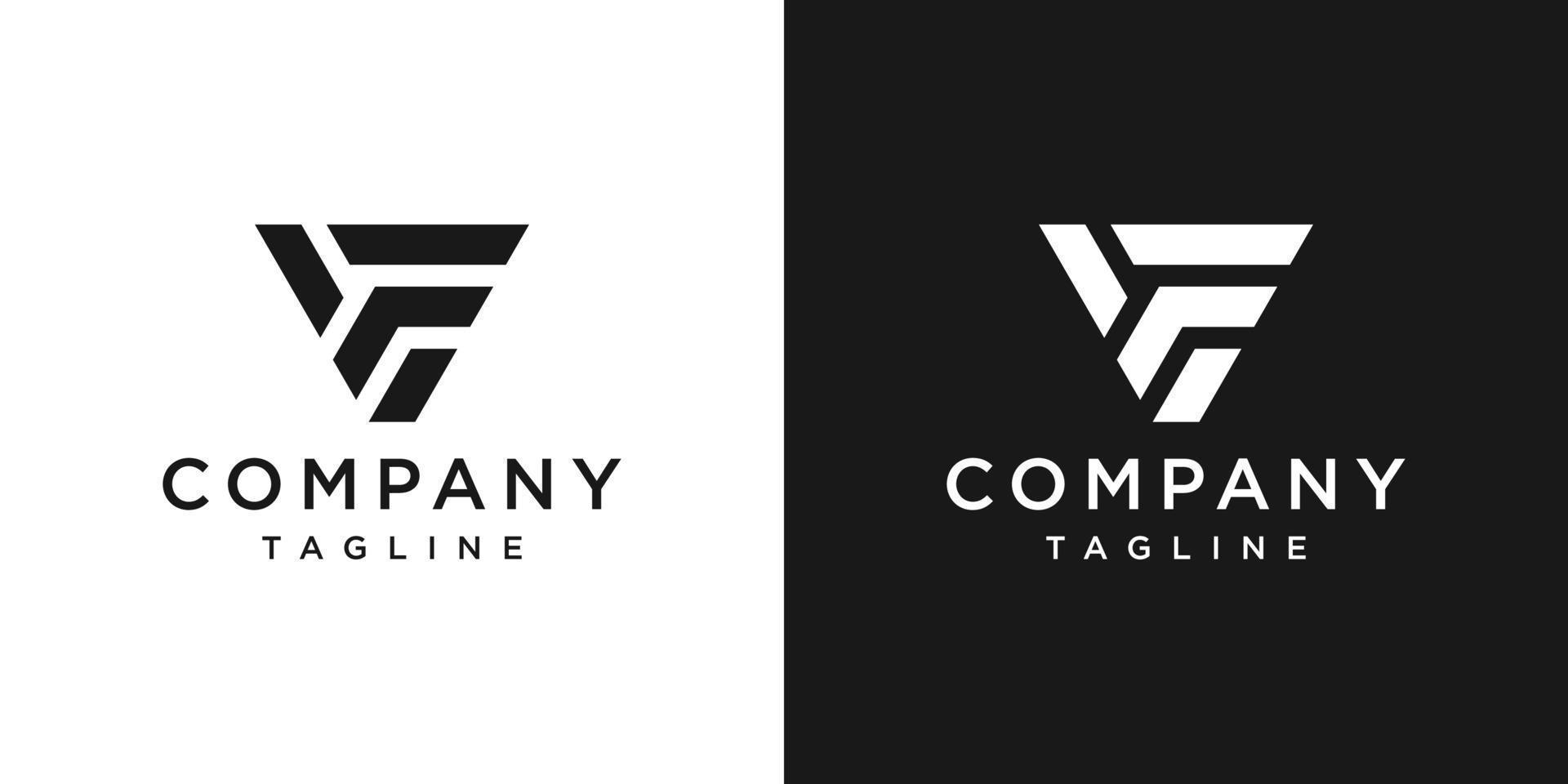 modelo de ícone de design de logotipo de monograma carta criativa vf fundo branco e preto vetor