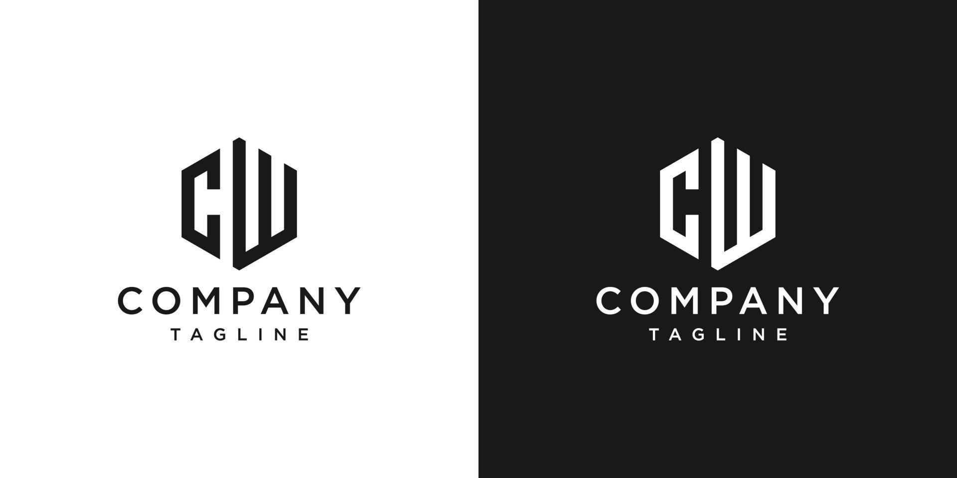 modelo de ícone de design de logotipo de monograma carta criativa cw fundo branco e preto vetor