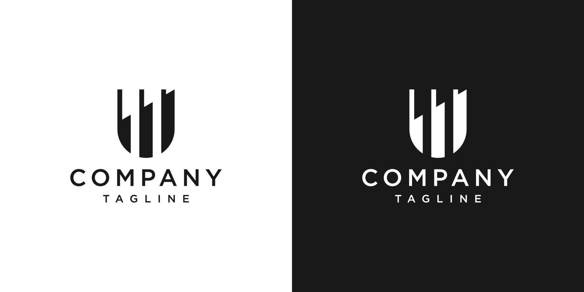 modelo de ícone de design de logotipo de monograma de tecnologia carta criativa u fundo branco e preto vetor