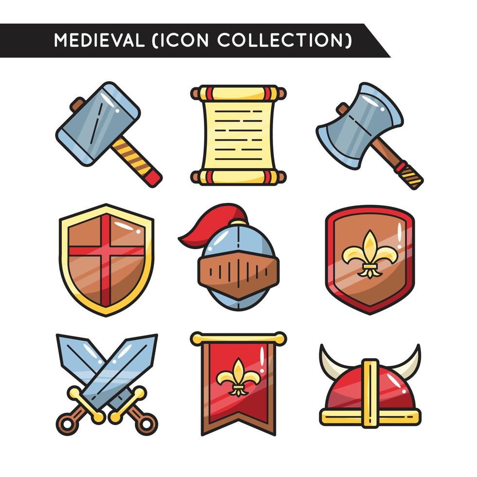 ícones de fantasia medieval vetor