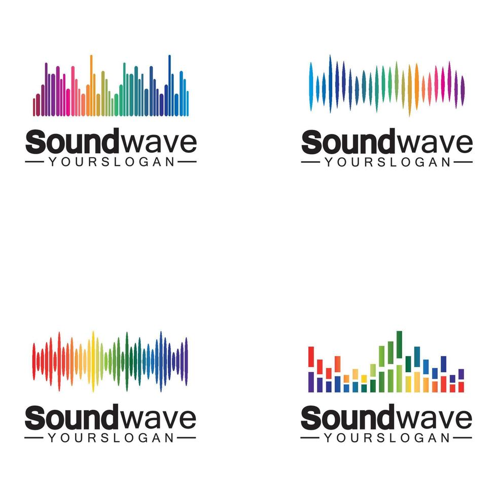 logotipo de onda sonora e vetor de símbolo