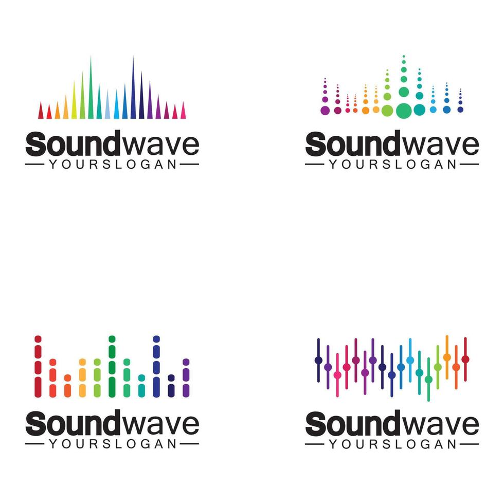 logotipo de onda sonora e vetor de símbolo