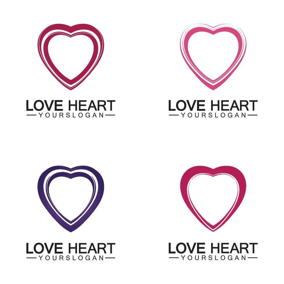amo o logotipo do coração e modelo de vetor de símbolo