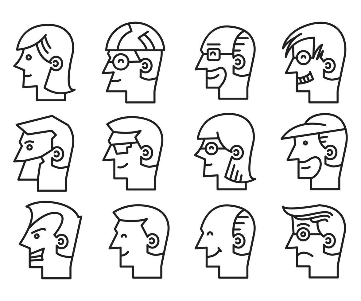 conjunto de avatares de rosto humano vetor