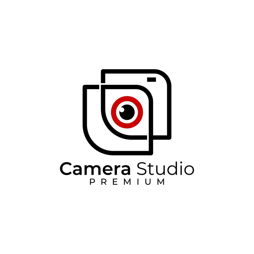 modelo de design de logotipo de fotografia de lente de câmera de estúdio vetor