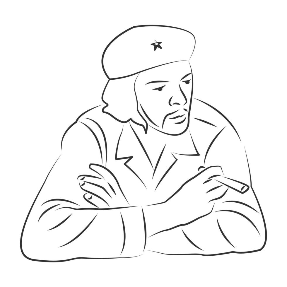 che guevara em estilo de arte de linha vetor