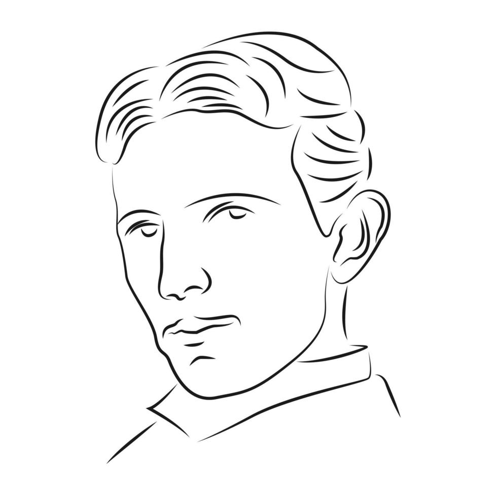 nikola tesla em estilo de arte de linha vetor