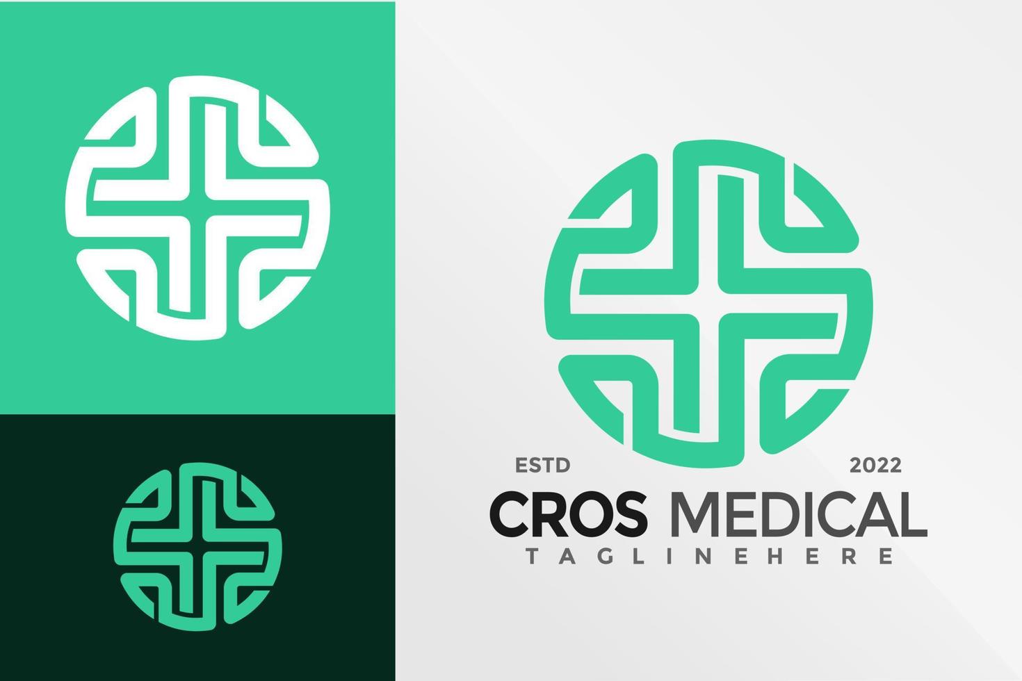 modelo de ilustração vetorial de design de logotipo de rotação médica cruzada vetor