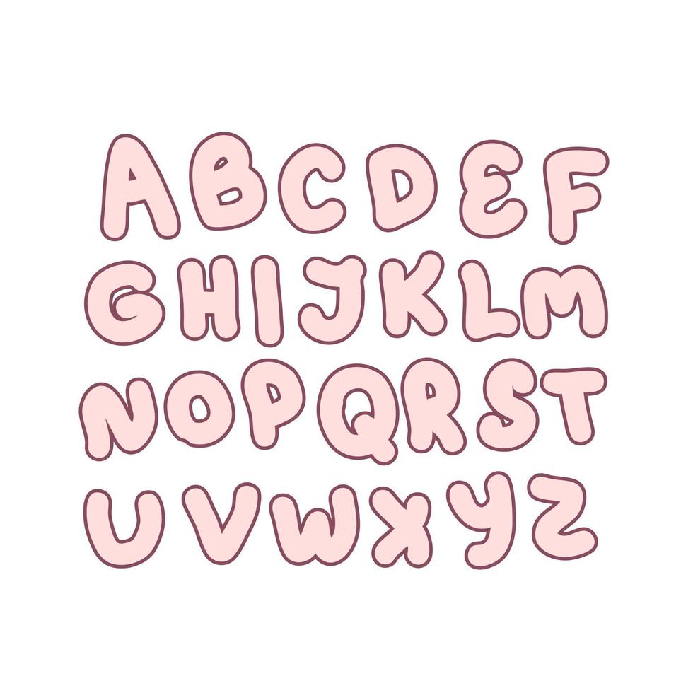alfabeto retrô bolha no estilo dos anos 1970. vetor