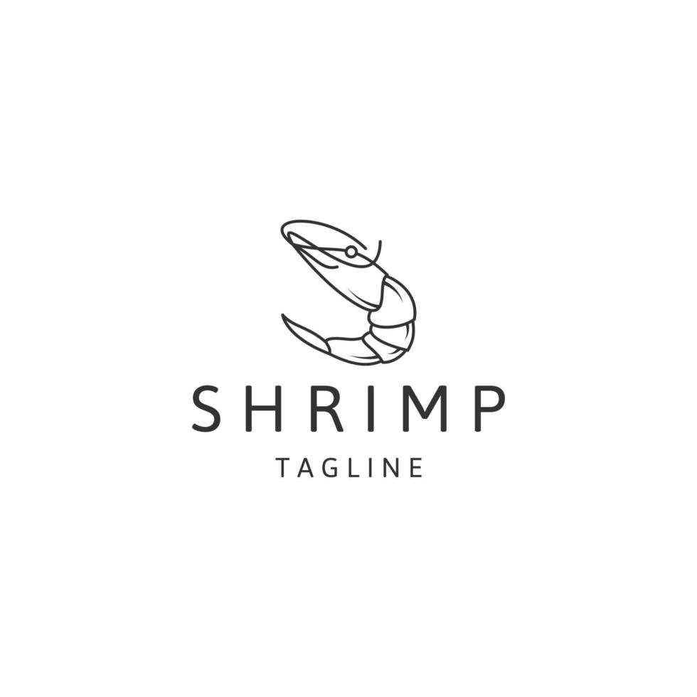 modelo de design de ícone de logotipo de arte de linha de camarão modelo de design de ícone de logotipo de arte de linha de camarão vetor