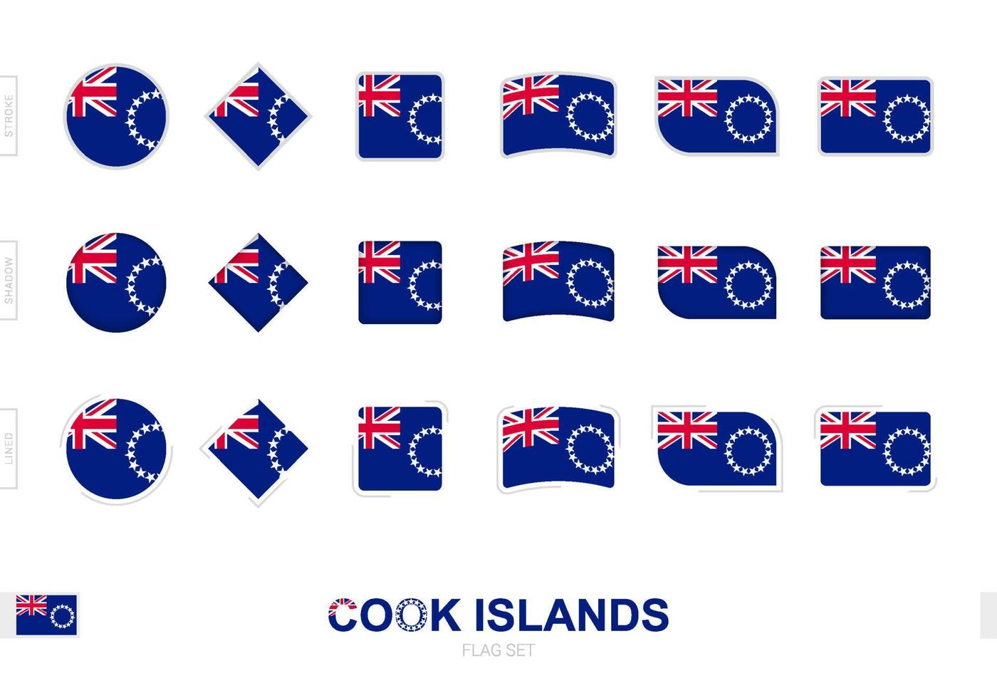 conjunto de bandeiras de ilhas de cozinha, bandeiras simples de ilhas de cozinha com três efeitos diferentes. vetor
