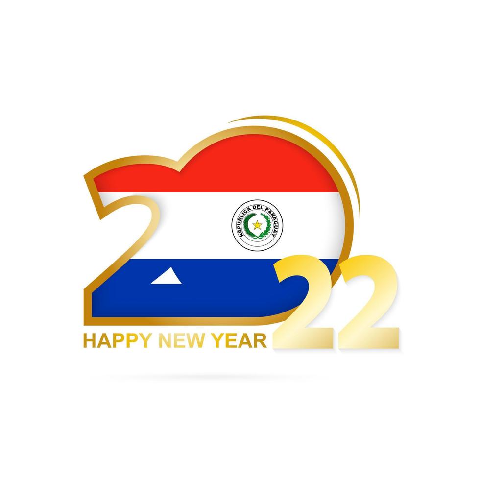 ano 2022 com padrão de bandeira do paraguai. feliz ano novo projeto. vetor