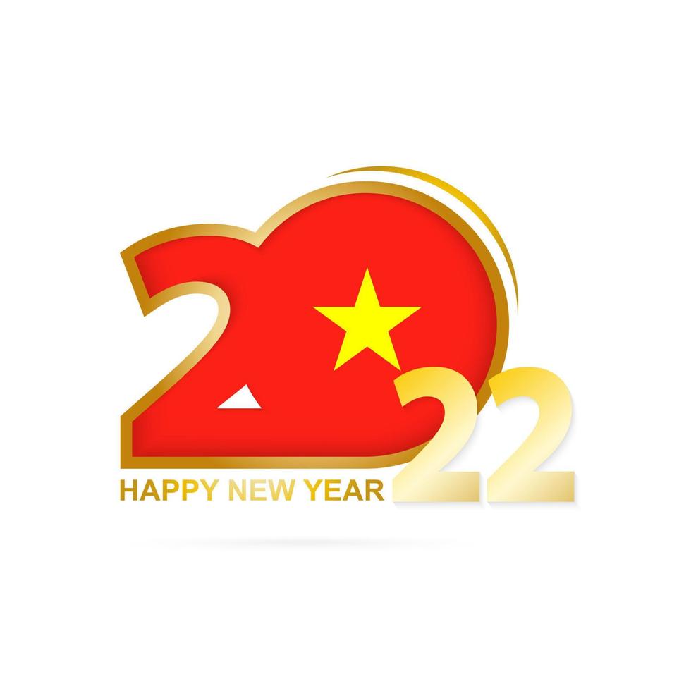 ano 2022 com padrão de bandeira do vietnã. feliz ano novo projeto. vetor