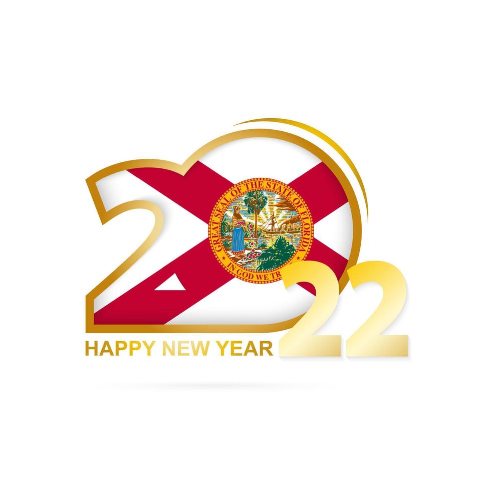ano de 2022 com padrão de bandeira da Flórida. feliz ano novo projeto. vetor