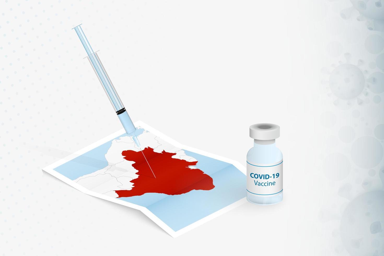 vacinação do brasil, injeção com vacina covid-19 no mapa do brasil. vetor