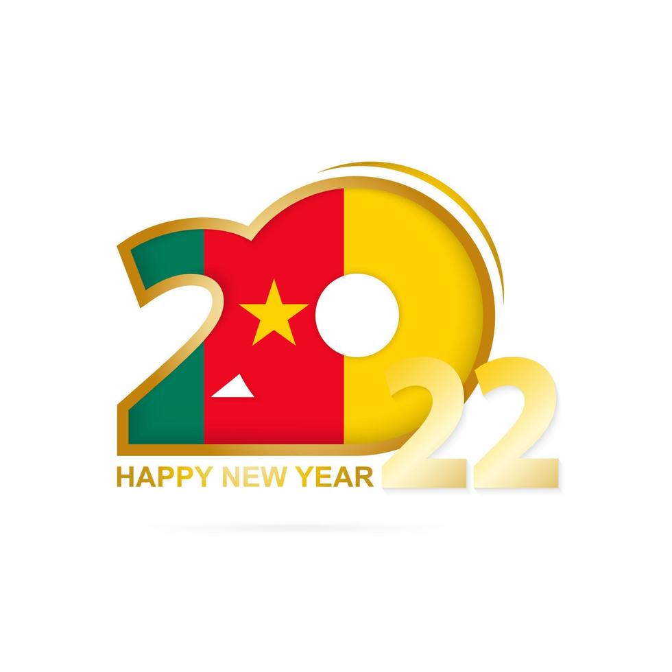 ano 2022 com padrão de bandeira de camarões. feliz ano novo projeto. vetor
