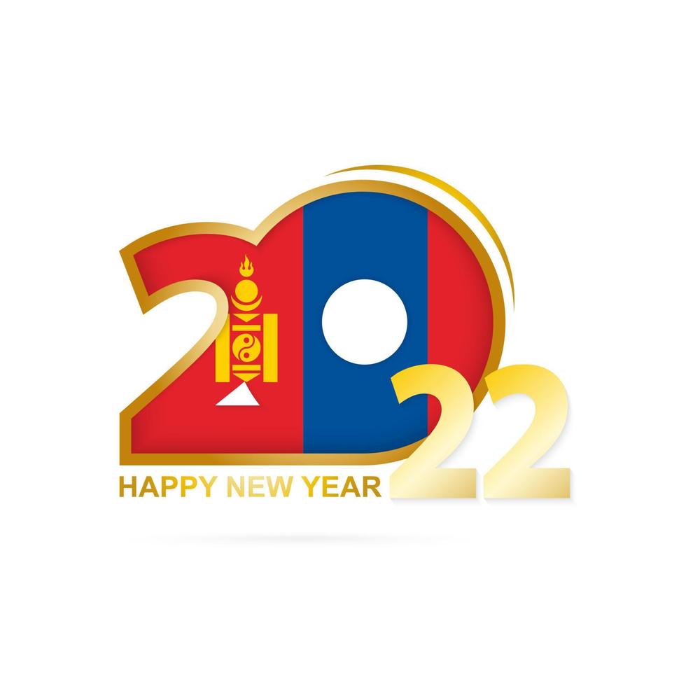 ano de 2022 com padrão de bandeira da mongólia. feliz ano novo projeto. vetor