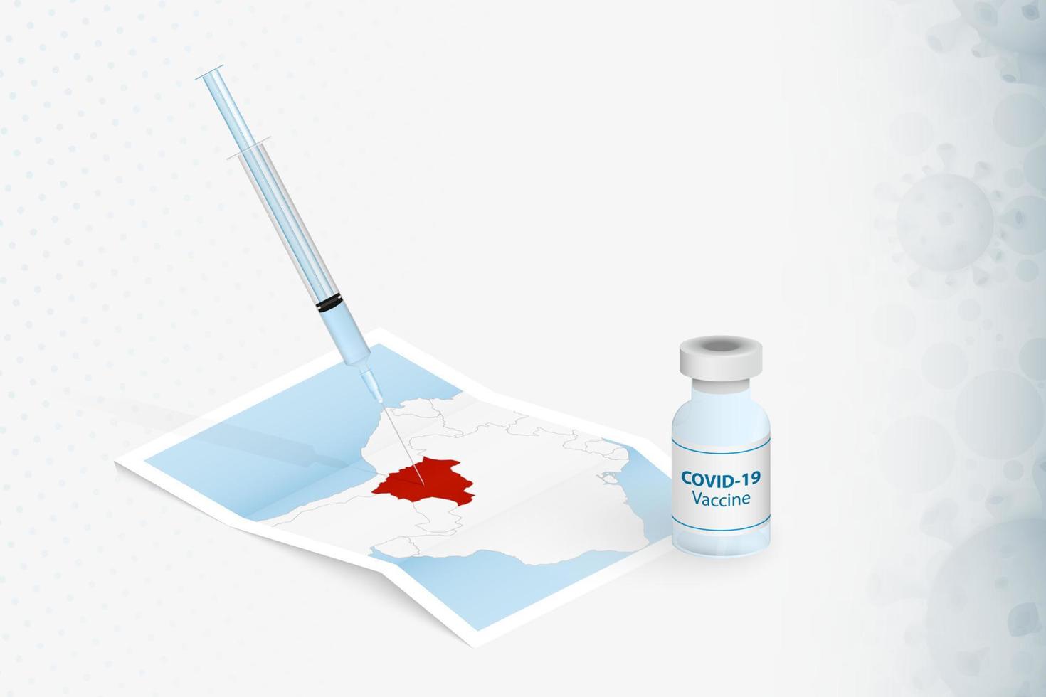 vacinação da bolívia, injeção com vacina covid-19 no mapa da bolívia. vetor