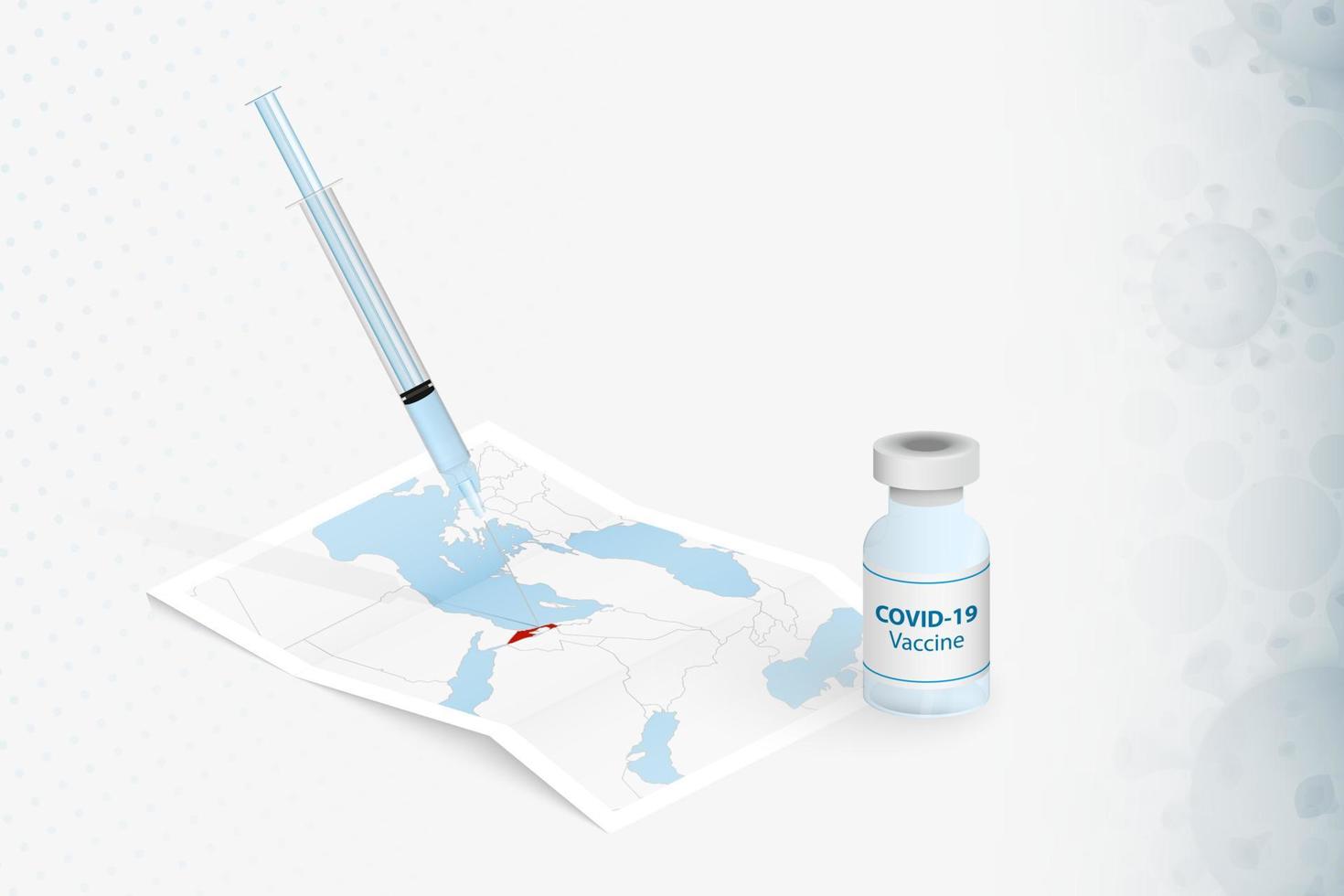 vacinação de israel, injeção com vacina covid-19 no mapa de israel. vetor