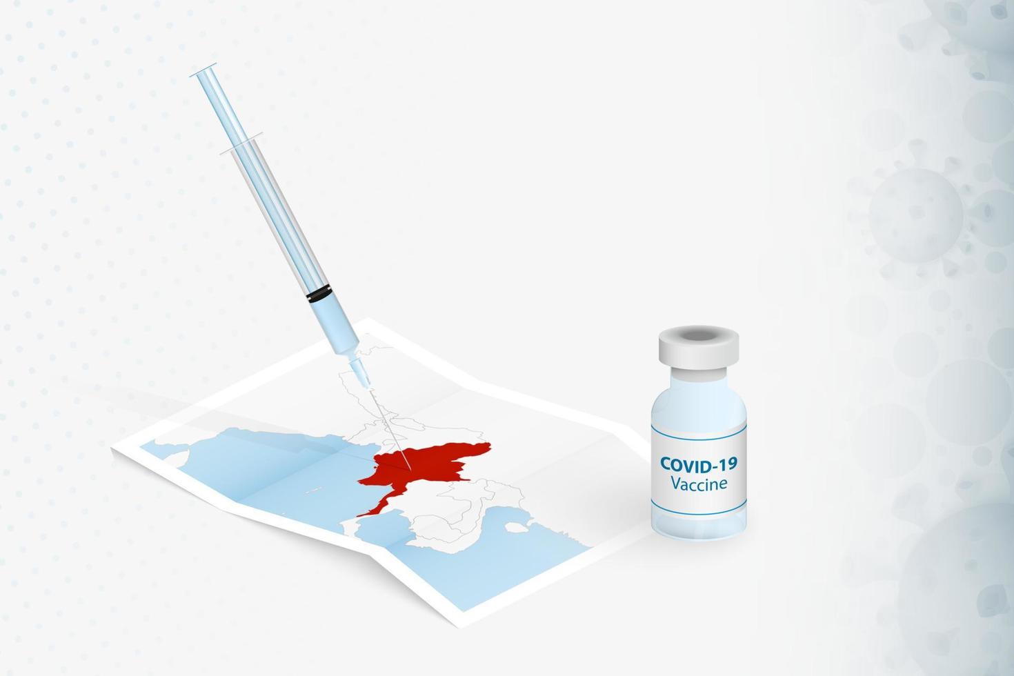 vacinação de mianmar, injeção com vacina covid-19 no mapa de mianmar. vetor