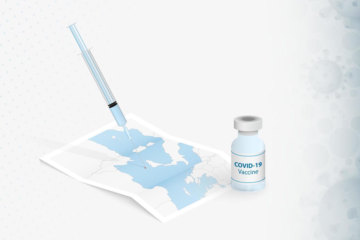 vacinação malta, injeção com vacina covid-19 no mapa de malta. vetor
