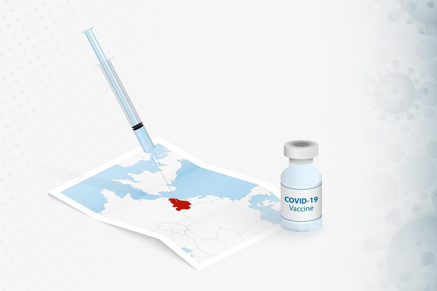 vacinação da bélgica, injeção com vacina covid-19 no mapa da bélgica. vetor