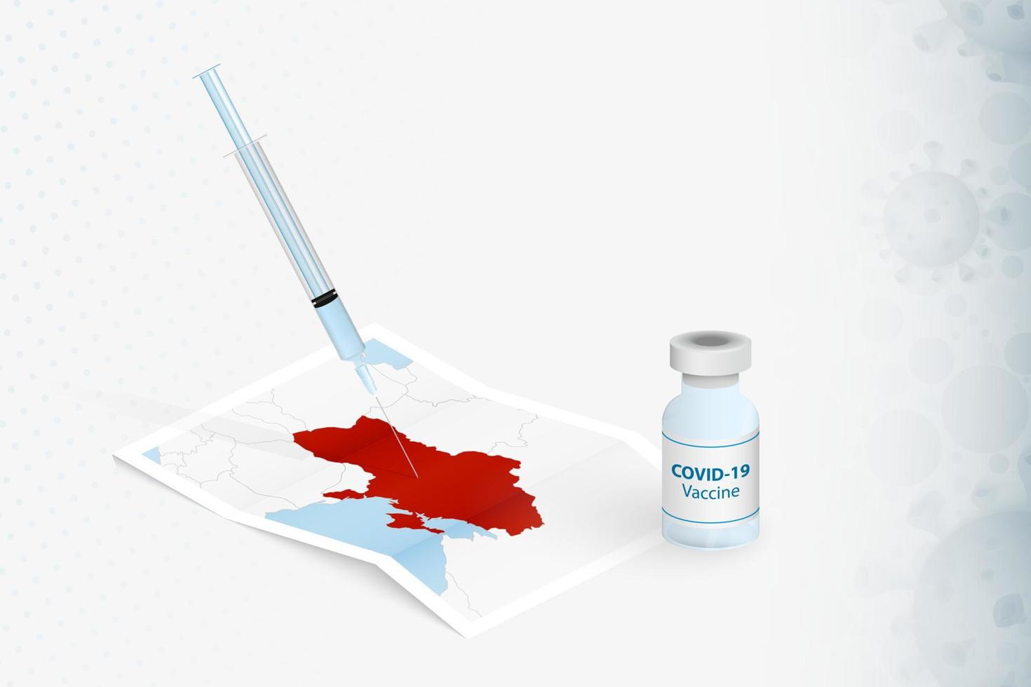 vacinação da ucrânia, injeção com vacina covid-19 no mapa da ucrânia. vetor