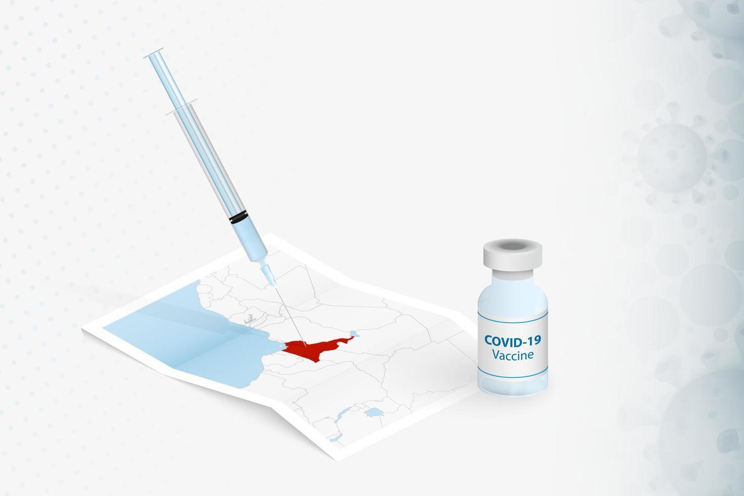 vacinação de camarões, injeção com vacina covid-19 no mapa de camarões. vetor