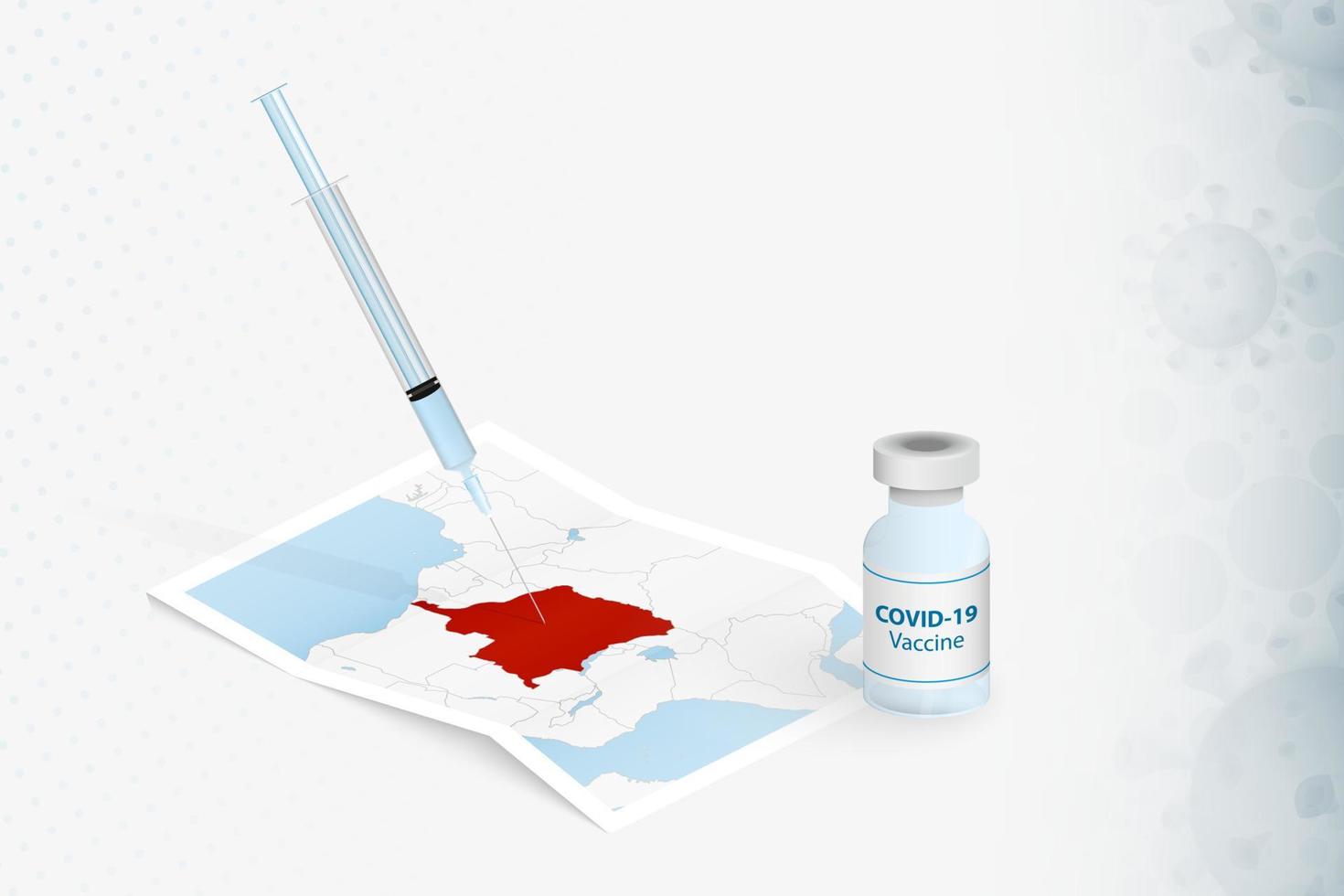 vacinação do dr congo, injeção com vacina covid-19 no mapa do dr congo. vetor
