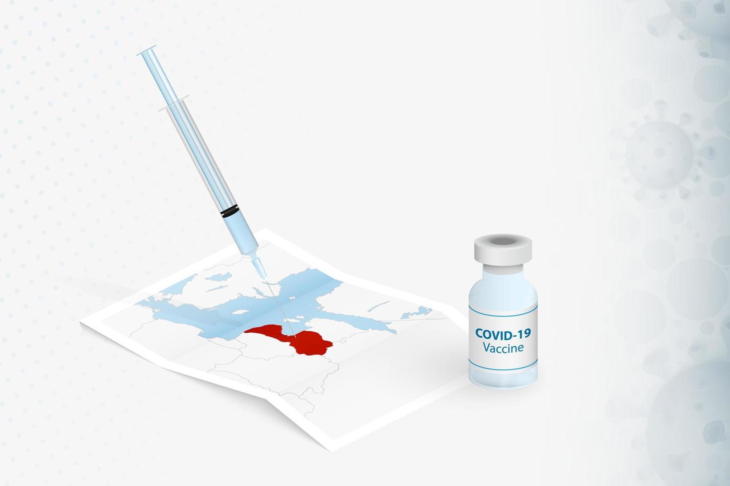 vacinação da letônia, injeção com vacina covid-19 no mapa da letônia. vetor